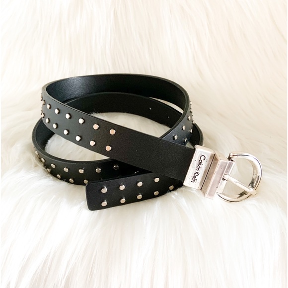 Calvin Klein Accessories - CALVIN KLEIN Black Studded Reversible Belt
